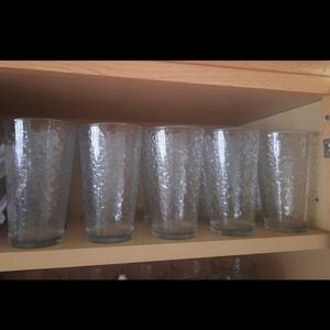 Textured Glass Tumbler Libbey 16.2 tall ball frosted glass set of 16
